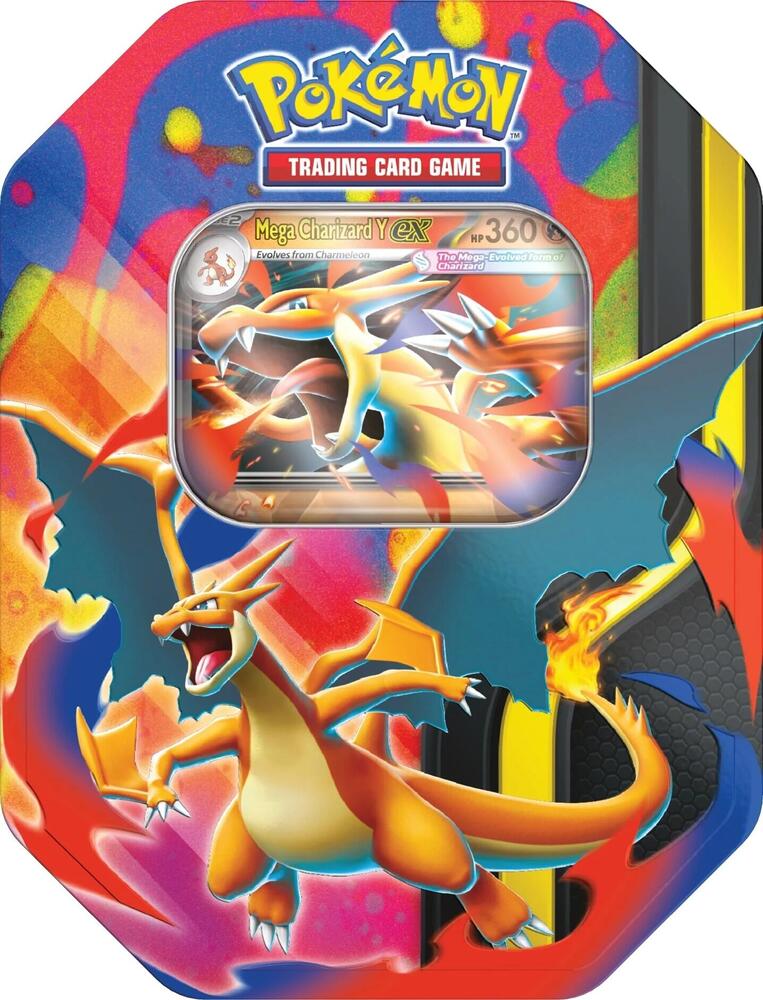 pokemon trading cards tin Mega Charizard Tin Mega Charizard Y Pokemon TCG Tin – Landfall Outpost
