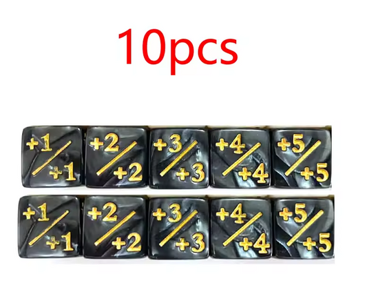 +1 & -1 Dice Counters (10PCS, 16mm D6) – Counter Dice for Magic: The Gathering