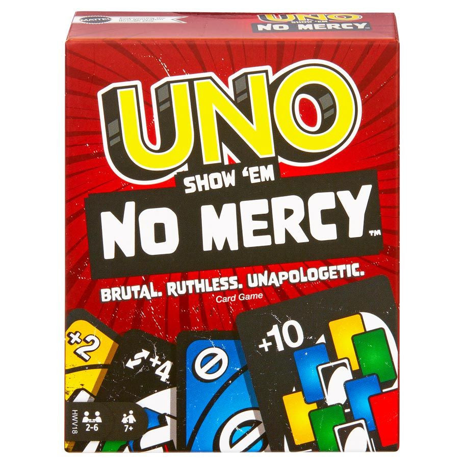 UNO Show Em No Mercy Aggressive Brutal Fast Paced Card Game Box Packaging