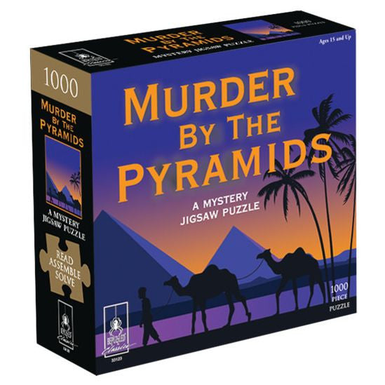 Murder by The Pyramids Classic Mystery One Thousand Piece Clue Solving Jigsaw Puzzle Box Packaging