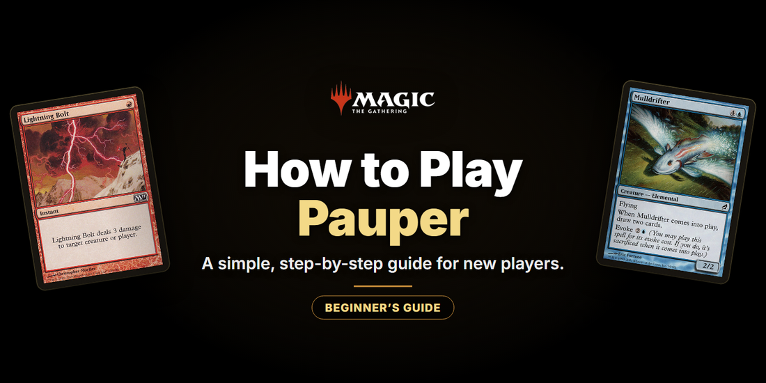 How to Play Pauper with Lightning Bolt and Mulldrifter cards - Landfall Outpost blog banner