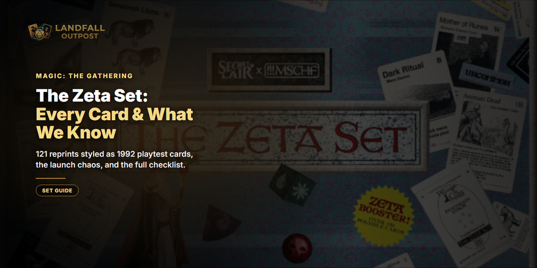 Secret Lair x MSCHF: The Zeta Set, a 121-card Magic: The Gathering reprint set styled as 1990s playtest cards
