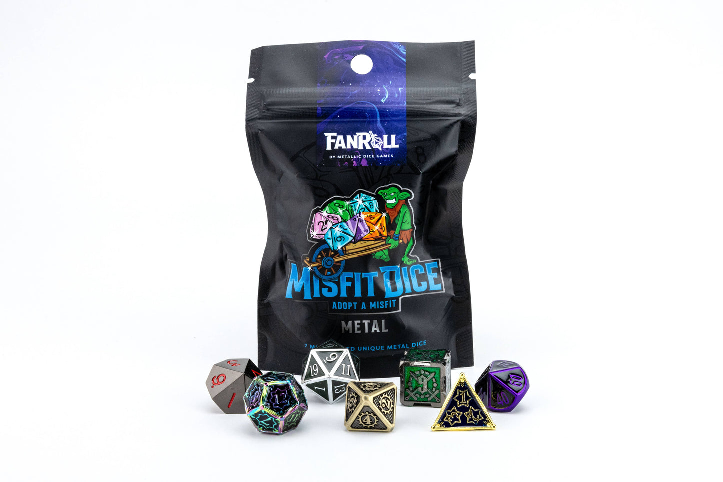 Misfit Metal Dice Set: Adopt A Misfit (Blind Pack) | 7-Piece Metal Dice Set