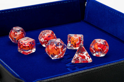Dragon Storm Inclusion Resin Dice Set (Red Dragon) | 7-Piece 16mm Polyhedral Set