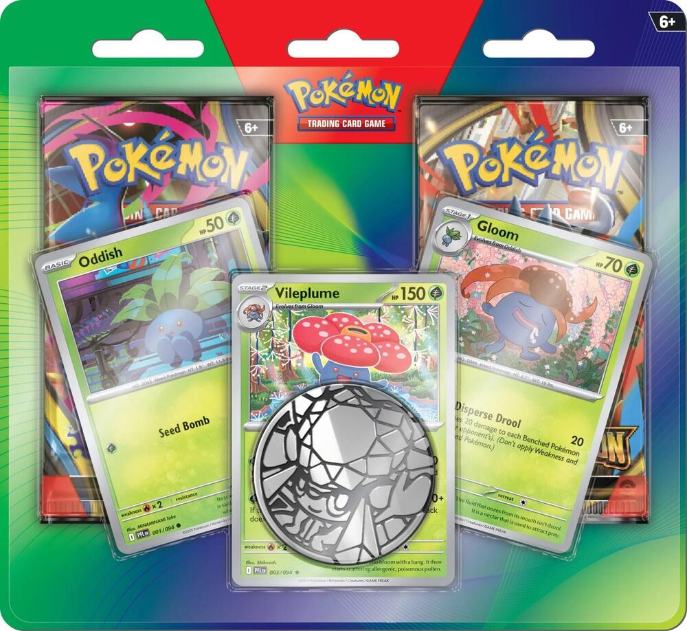 Pokemon TCG 2-Pack Blister Oddish Gloom Vileplume Foil Promo Cards and Booster Packs