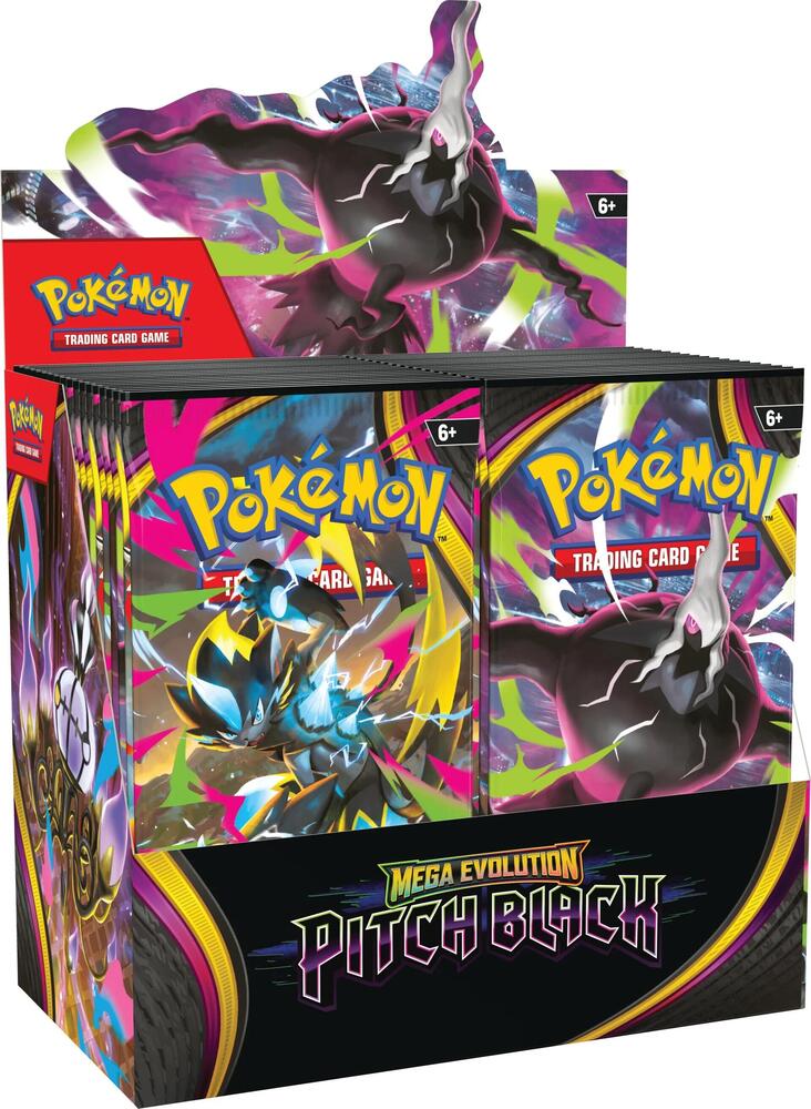Pokemon TCG Mega Evolution Five Pitch Black Booster Display Box Containing Thirty Six Sealed Packets