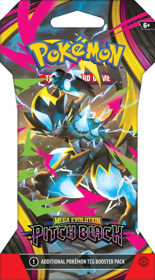 Pokemon TCG Mega Evolution Pitch Black ME05 Single Factory Sealed Sleeved Booster Pack Packaging