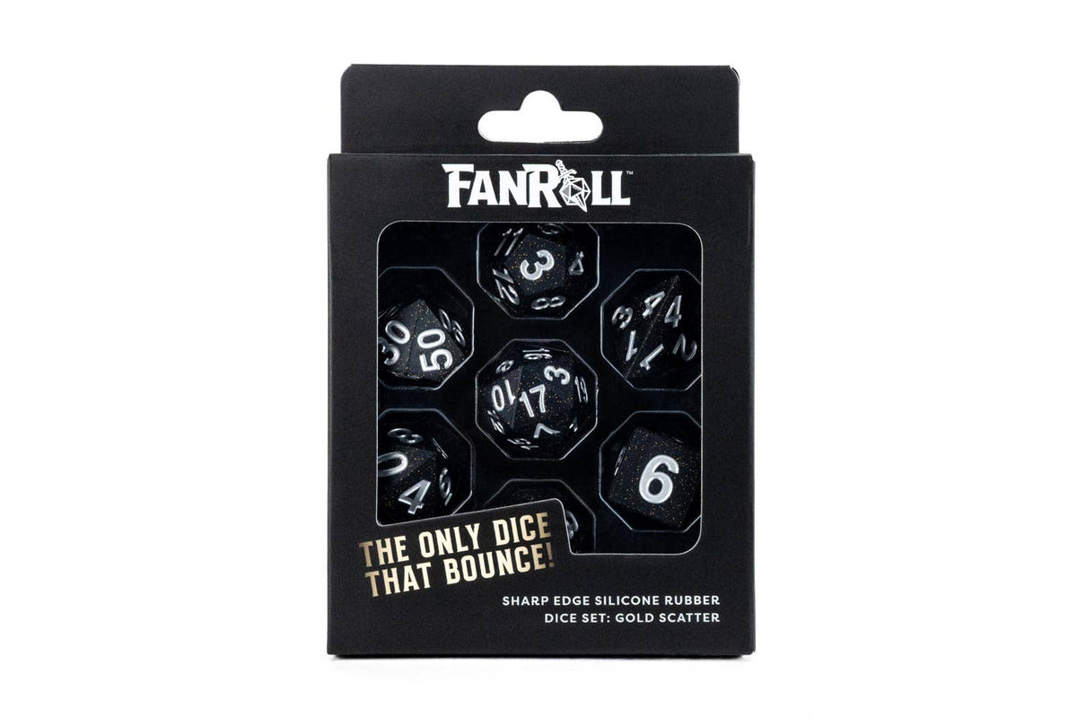 Silicone Gold Scatter Sharp-Edge Dice Set | 7-Piece Polyhedral Set in Premium Box