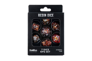 Eternal Fire Resin Dice Set | 7-Piece Polyhedral Set in Premium Box