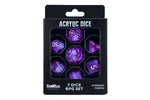 Stardust Purple Acrylic Dice Set | 7-Piece RPG Set in Premium Box