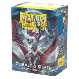 Dragon Shield Standard Matte Dual Cobalt and Silver 100 Count Card Sleeves Box