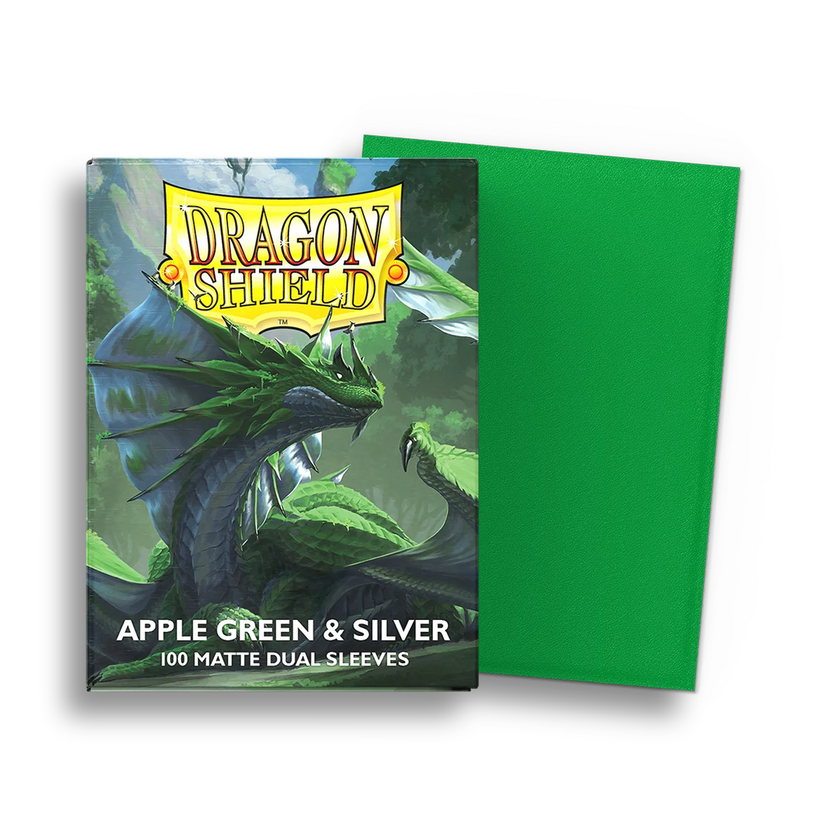Dragon Shield Sleeves: Standard Matte Dual - Apple Green & Silver (100ct)