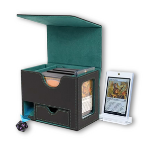 Black & Green TCG Deck Box with Dice Tower & Commander Window