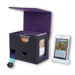 Black & Purple TCG Deck Box with Dice Tower & Commander Window
