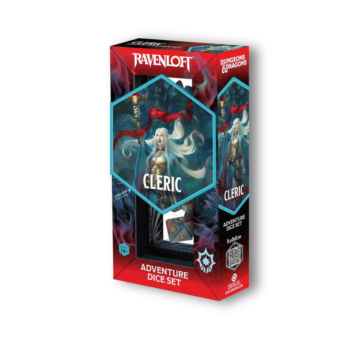 D&D 7-Set Adventure Dice: Cleric (Light Blue & Red 14-Piece Set)
