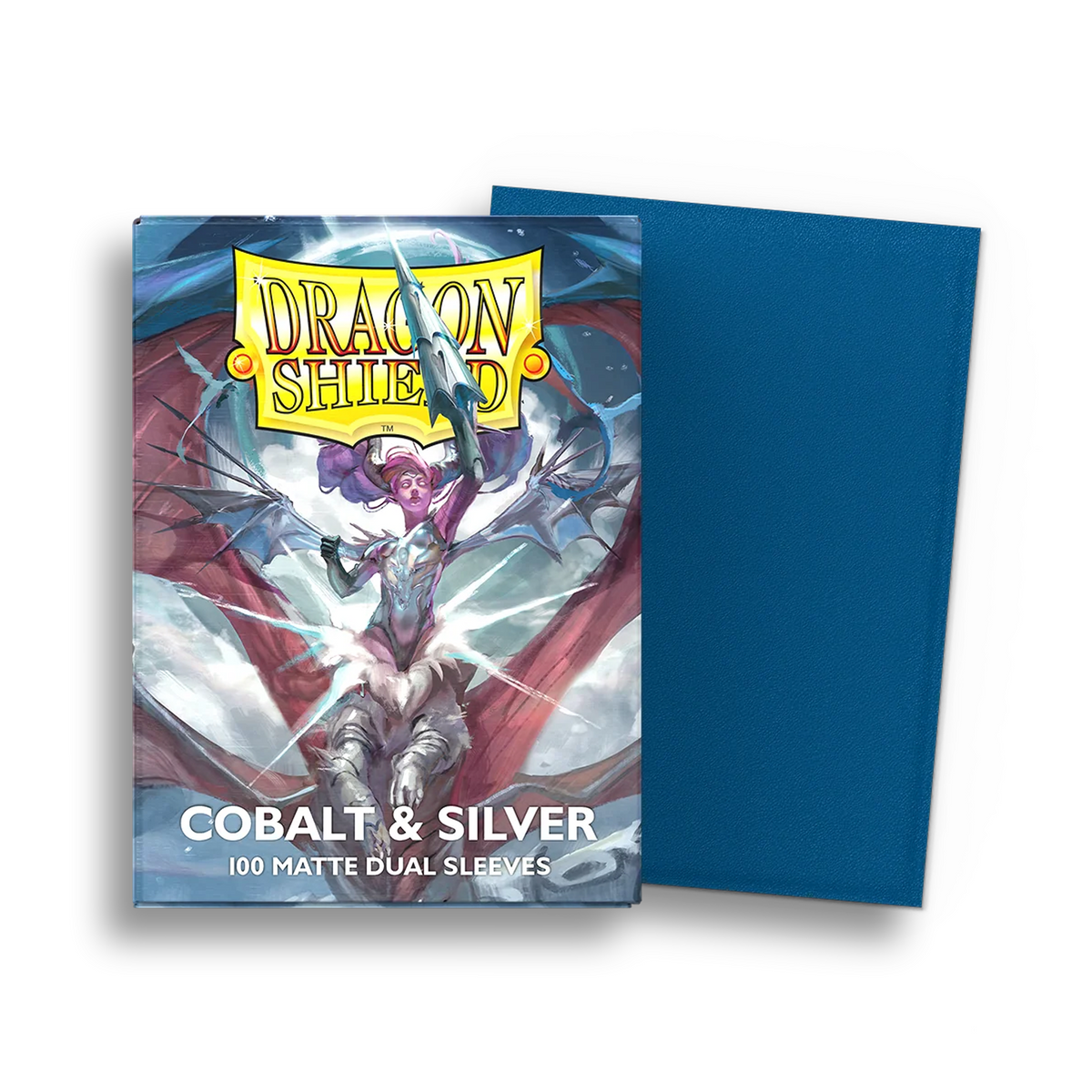 Dragon Shield Sleeves: Standard Matte Dual - Cobalt & Silver (100ct)