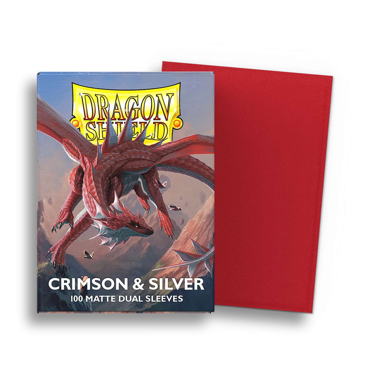 Dragon Shield Sleeves: Standard Matte Dual - Crimson & Silver (100ct)