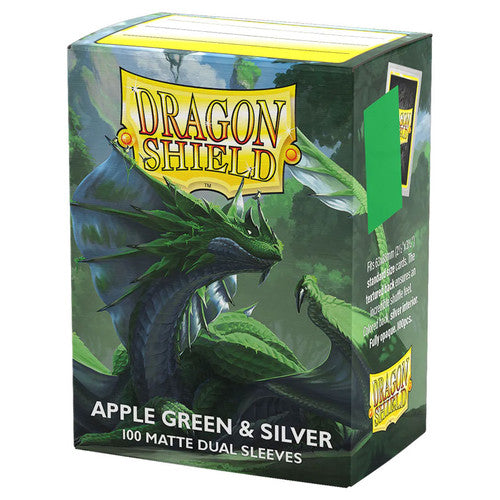 Dragon Shield Standard Matte Dual Apple Green and Silver 100 Count Card Sleeves Box