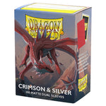Dragon Shield Standard Matte Dual Crimson and Silver 100 Count Card Sleeves Box
