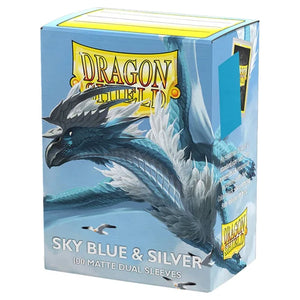 Dragon Shield Standard Matte Dual Sky Blue and Silver 100 Count Card Sleeves Box