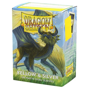 Dragon Shield Standard Matte Dual Yellow and Silver 100 Count Card Sleeves Box