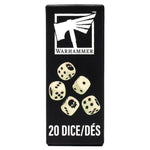 Warhammer 40,000 Bone Coloured D6 Dice Set 20 Pack with Skull Details