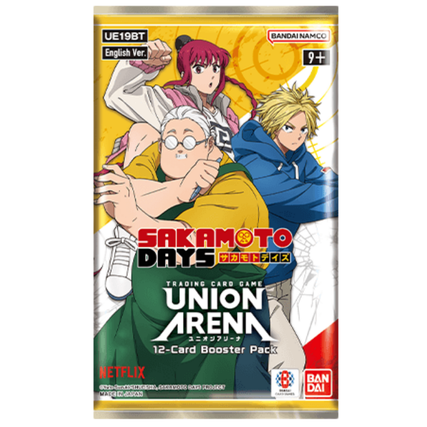 Union Arena TCG Sakamoto Days UE19BT 12 Card Booster Pack Featuring Taro Sakamoto