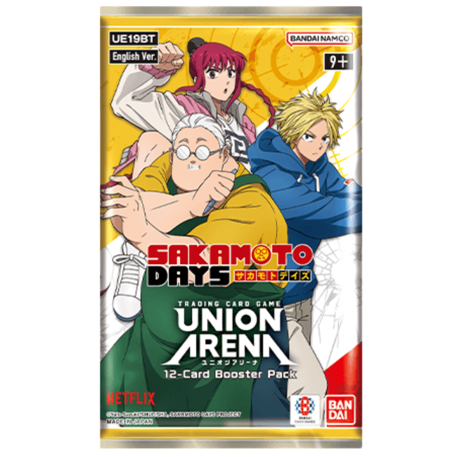 Union Arena TCG Sakamoto Days UE19BT 12 Card Booster Pack Featuring Taro Sakamoto