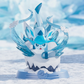 Toy figure of a character with icy design on a snowy background