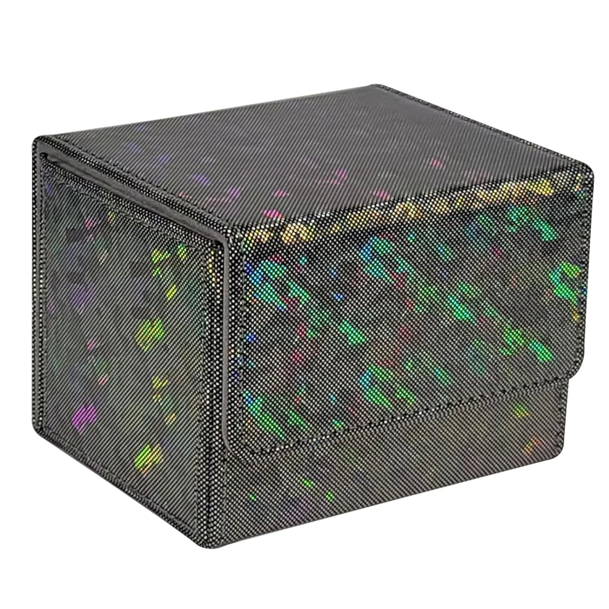 Sparkly Black Piece TCG Deck Box 100 Plus Card Capacity Textured Geometric Finish for Commander Cards