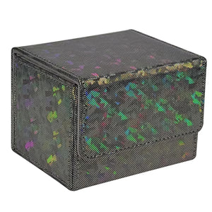 Sparkly Black Piece TCG Deck Box 100 Plus Card Capacity Textured Geometric Finish for Commander Cards
