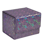 Sparkly Purple Piece TCG Deck Box 100 Plus Card Capacity Shimmering Textured Geometric Finish for Commander Cards
