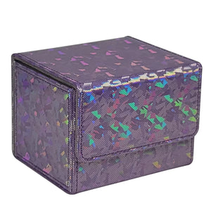 Sparkly Purple Piece TCG Deck Box 100 Plus Card Capacity Shimmering Textured Geometric Finish for Commander Cards
