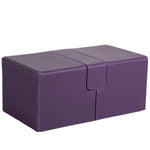 Purple and Grey 3-Drawer TCG Deck Box with Dice Tray and Premium PU Leather Finish for 200 Plus Sleeved Cards