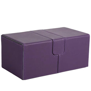 Purple and Grey 3-Drawer TCG Deck Box with Dice Tray and Premium PU Leather Finish for 200 Plus Sleeved Cards