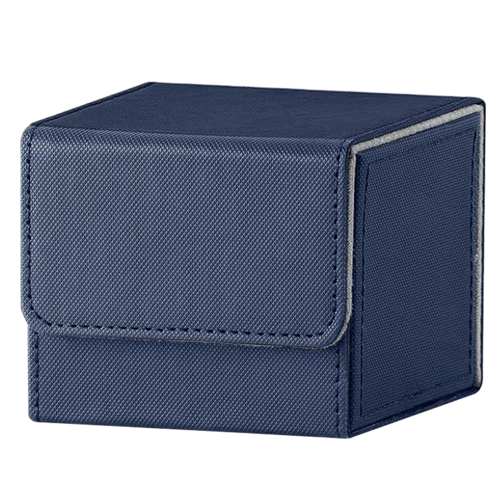 Navy Blue and Grey Dual-Tone TCG Deck Box 100 Plus Card Capacity Professional Matte Finish for Commander Cards