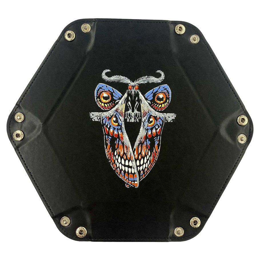 Table Armor Mothman Collapsible Snap Dice Tray with Glowing Red Eyed Cryptid Artwork