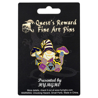 Quest's Reward: Gnome with Dice Enamel Pin