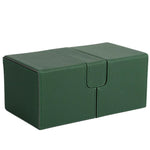 Green and Grey 3-Drawer TCG Deck Box with Dice Tray and Premium PU Leather Finish for 200 Plus Sleeved Cards