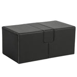 Black and Grey 3-Drawer TCG Deck Box with Dice Tray and Premium PU Leather Finish for 200 Plus Sleeved Cards