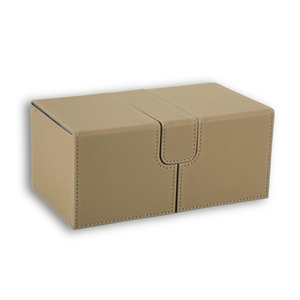 Khaki & Grey 3-Drawer TCG Deck Box - Premium PU Leather Storage