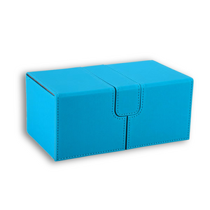 Light Blue & Grey 3-Drawer TCG Deck Box - Premium PU Leather Storage