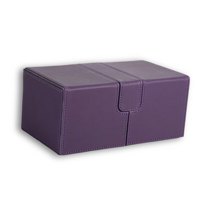 Purple & Grey 3-Drawer TCG Deck Box - Premium PU Leather Storage