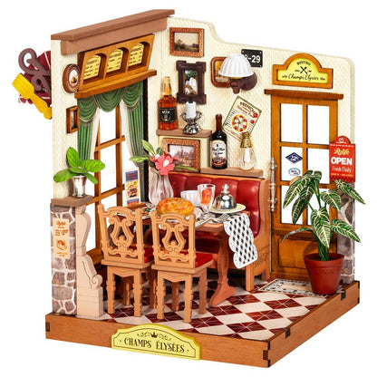 Champs Elysees Bistro DIY Light Up Miniature Scale Model House Craft Kit