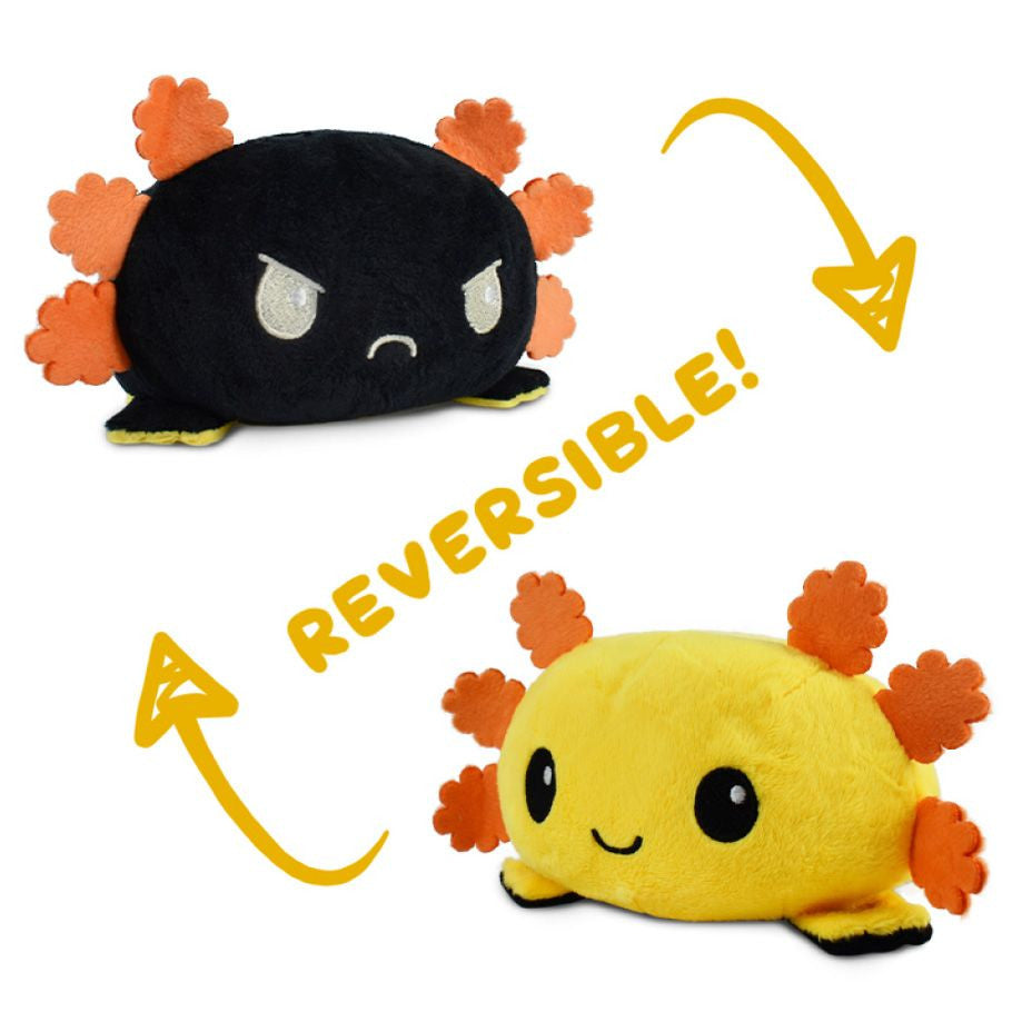 Reversible Axolotl Plush Toy Happy Yellow and Angry Black Faces