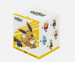 Pokémon trading card game box with Eevee illustration on a white background