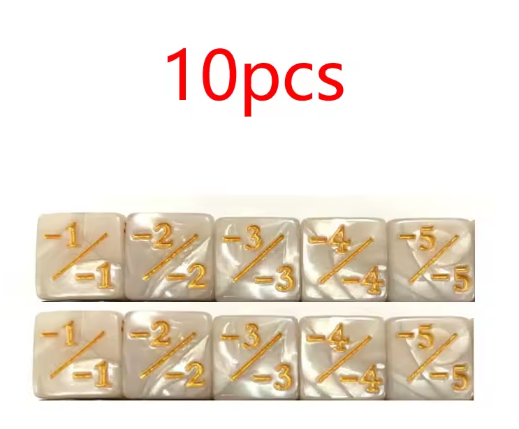 +1 & -1 Dice Counters (10PCS, 16mm D6) – Counter Dice for Magic: The Gathering