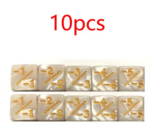 +1 & -1 Dice Counters (10PCS, 16mm D6) – Counter Dice for Magic: The Gathering
