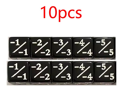 +1 & -1 Dice Counters (10PCS, 16mm D6) – Counter Dice for Magic: The Gathering