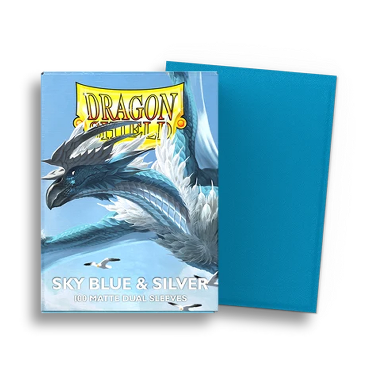 Dragon Shield Sleeves: Standard Matte Dual - Sky Blue & Silver (100ct)
